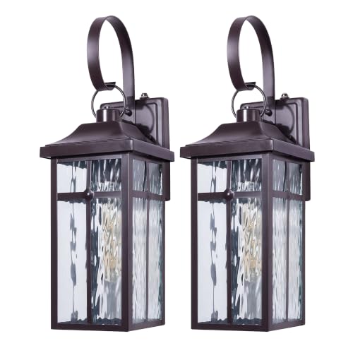 2 Pack Dusk to Dawn Outdoor Wall Lights (Brown / 19 inch)