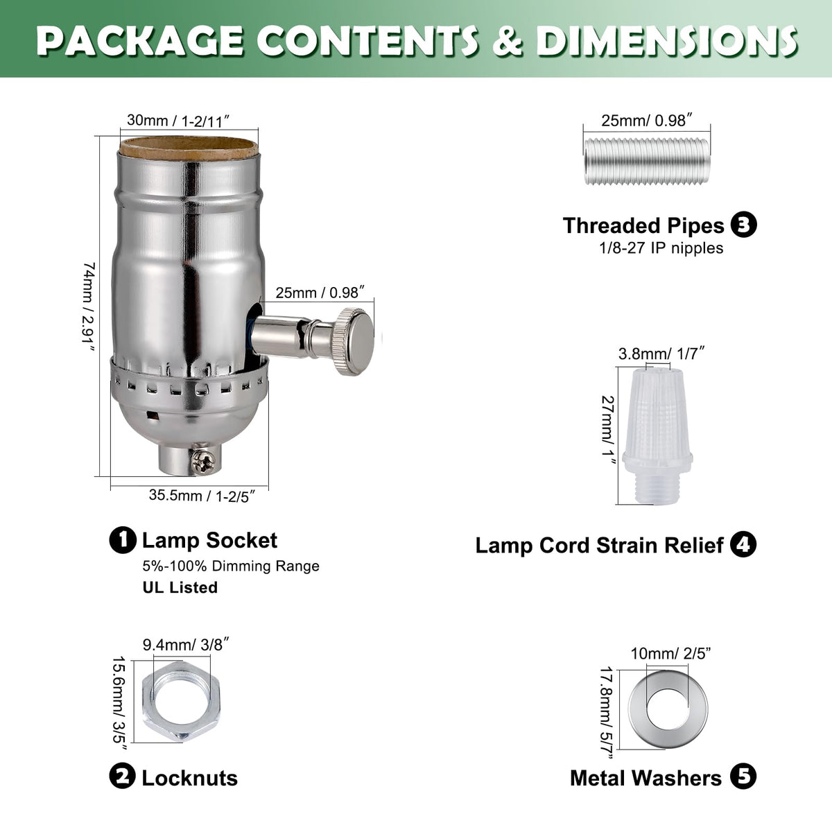 Full Range Dimmer Lamp Socket (Silver Color)
