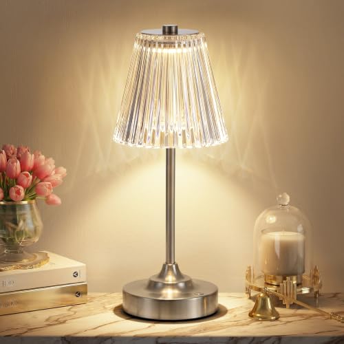 Silver Cordless Rechargeable Table Lamp (Silver / 1 Pack)