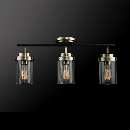 59673 3 Light Track Lighting (Antique Brass, Black)
