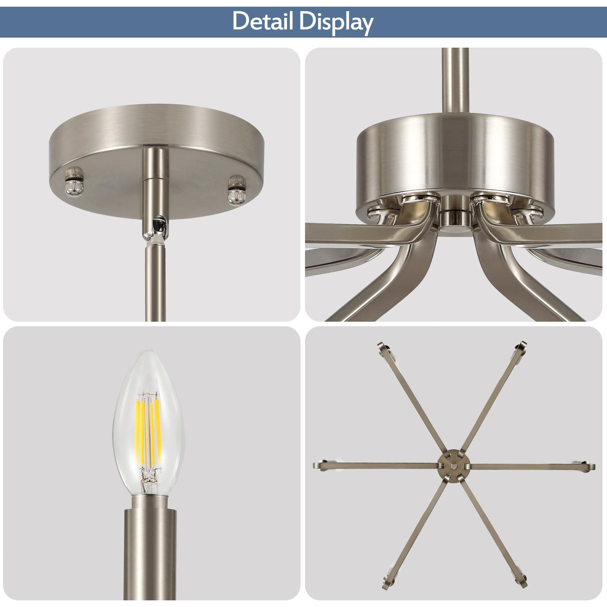 6 Light Brushed Nickel Chandeliers for Dining Room (Nickle / 6-Light)