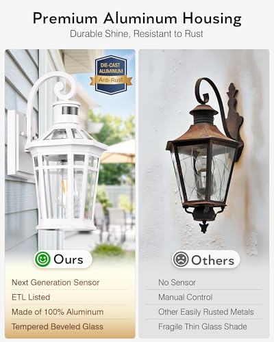 Motion Sensor Outdoor Wall Lantern (White / 1-pack)