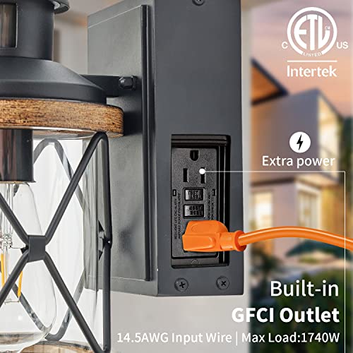Dusk to Dawn Motion Sensor Outdoor Porch Light with GFCI Outlet (Brown / 1 Pack)