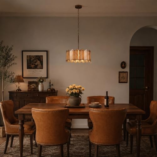 Tiffany Stained Drum Chandelier (Aqua Green)