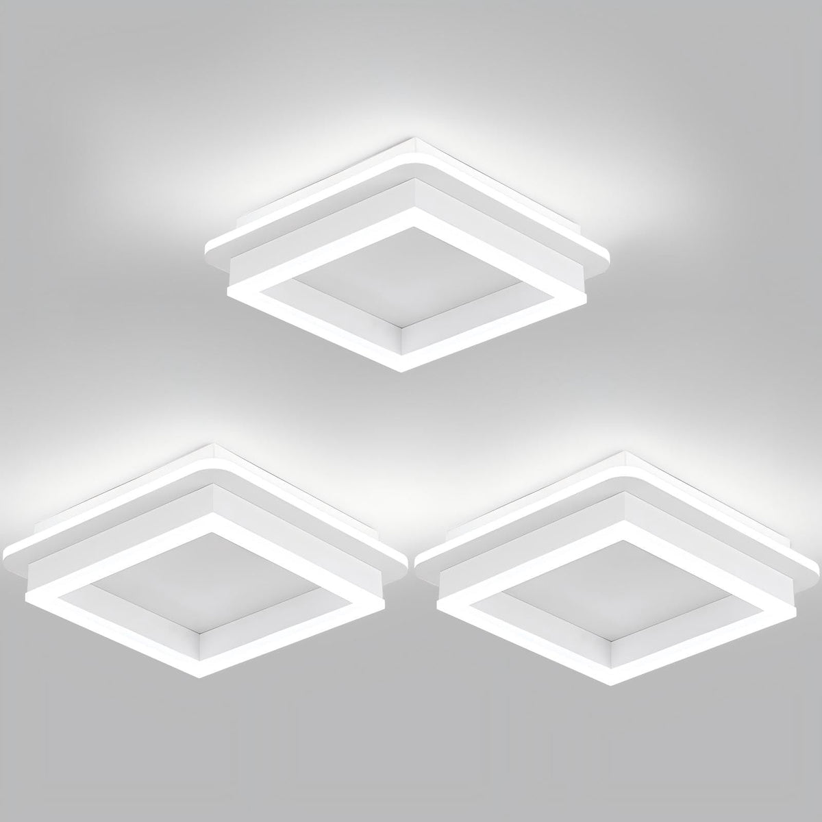 3 Packs Square Flush Mount Ceiling Light (White / 3 Packs)