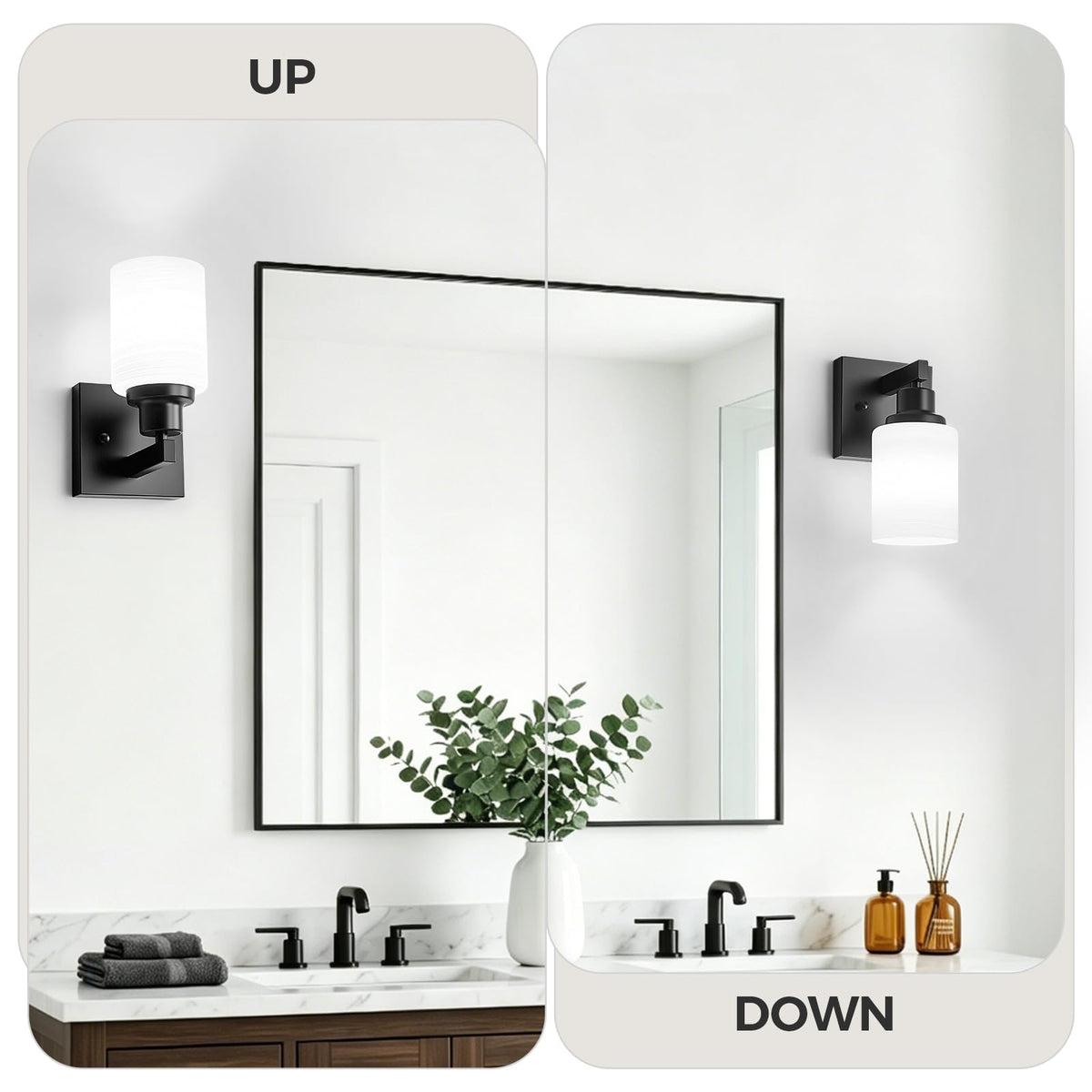 Set of 2 Wall Sconces for Bathroom Black Single Light Vanity Light (Black / 1-Light(2 Pack))