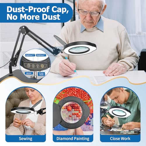 15X 30X Magnifying Glass with Light and Stand