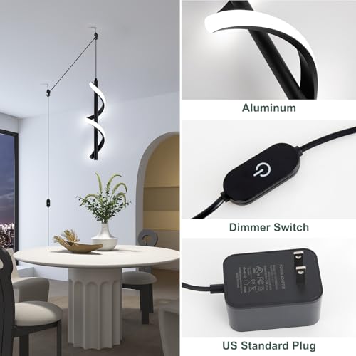 Plug in Pendant Light (Black,Dimmable)