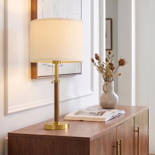 Wood Table Lamps 22" Mid Century Modern Lamps for Bedroom Living Room Lamps (Wood & Chestnut)