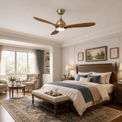52" Ceiling Fan with Light (Gold & Brown / 52 Inch)