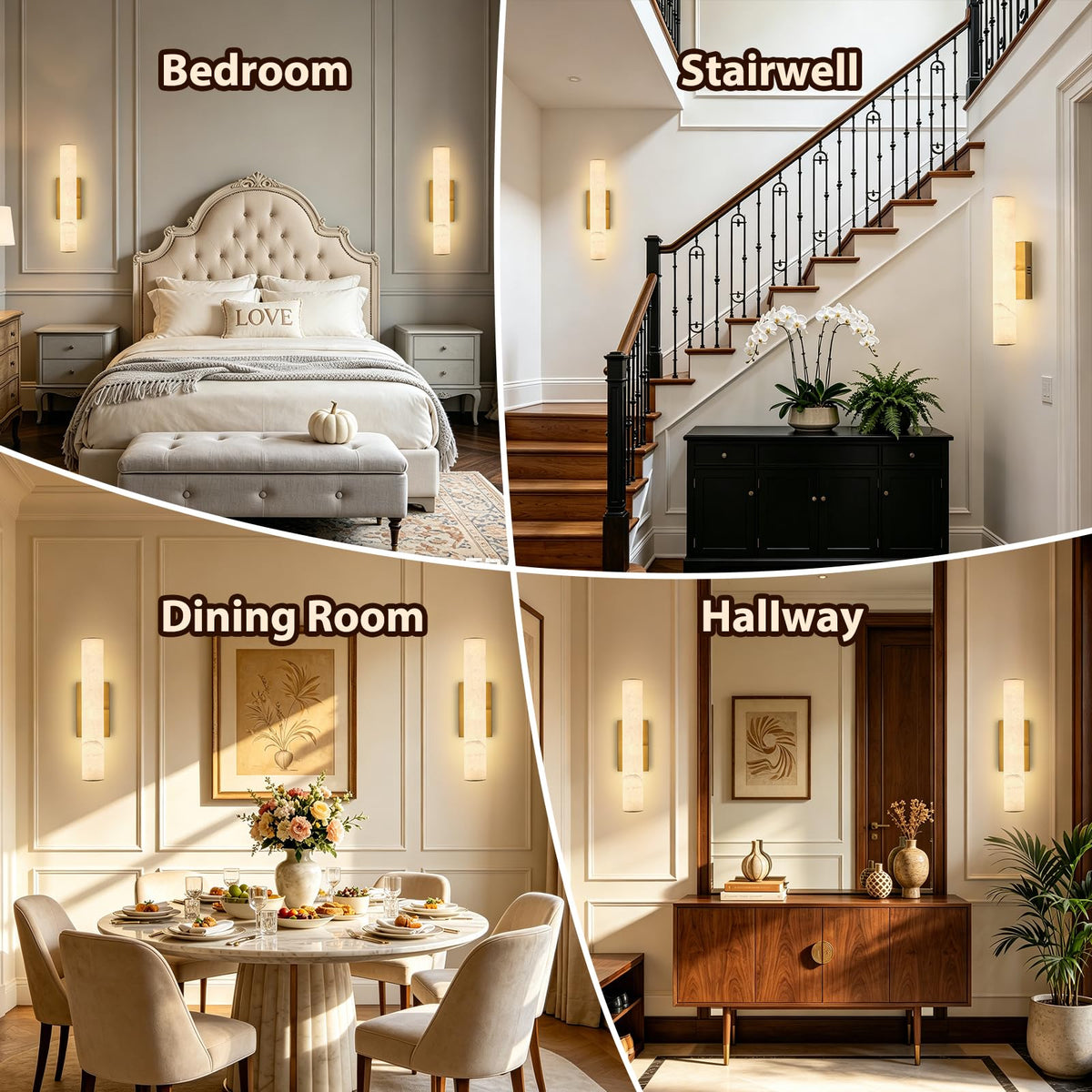 20in Alabaster Wall Sconces (Gold-20in-1 Pack)
