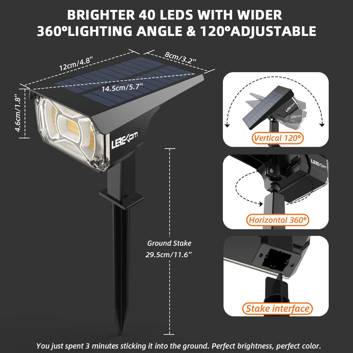 Solar Spot Lights Outdoor Landscape Light (Warm White / 4 Pack)