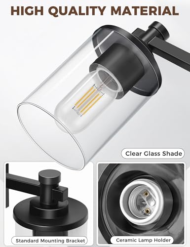 4 Light Black Bathroom Light Fixtures Over Mirror (Upgraded Matte Black / 4-Light)