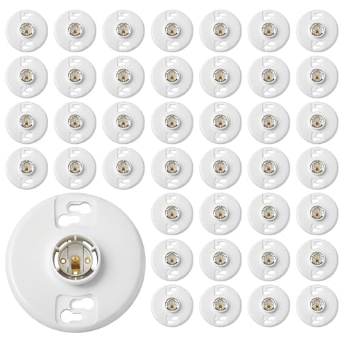 40 Pcs E26 Medium Base Light Socket Replacement (White Phenolic Resin)