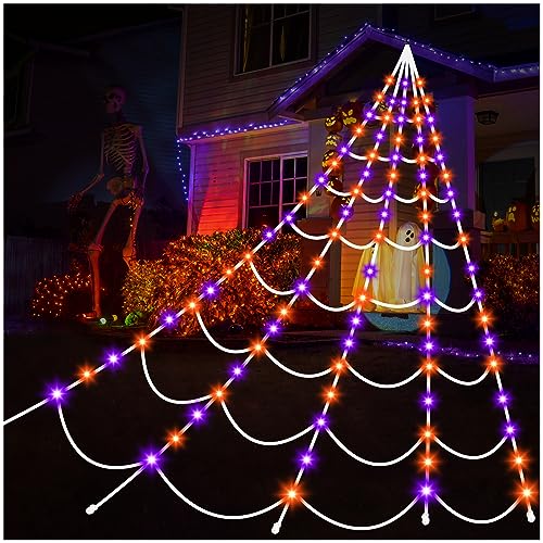 Halloween Decorations Outdoor Spider Web (Purple & Orange)