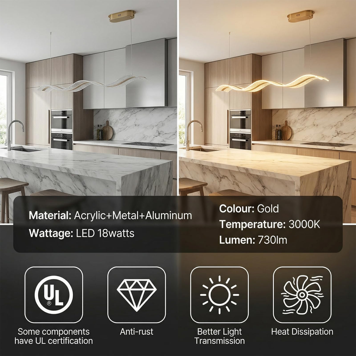 Modern LED Chandelier (style 1-43'')