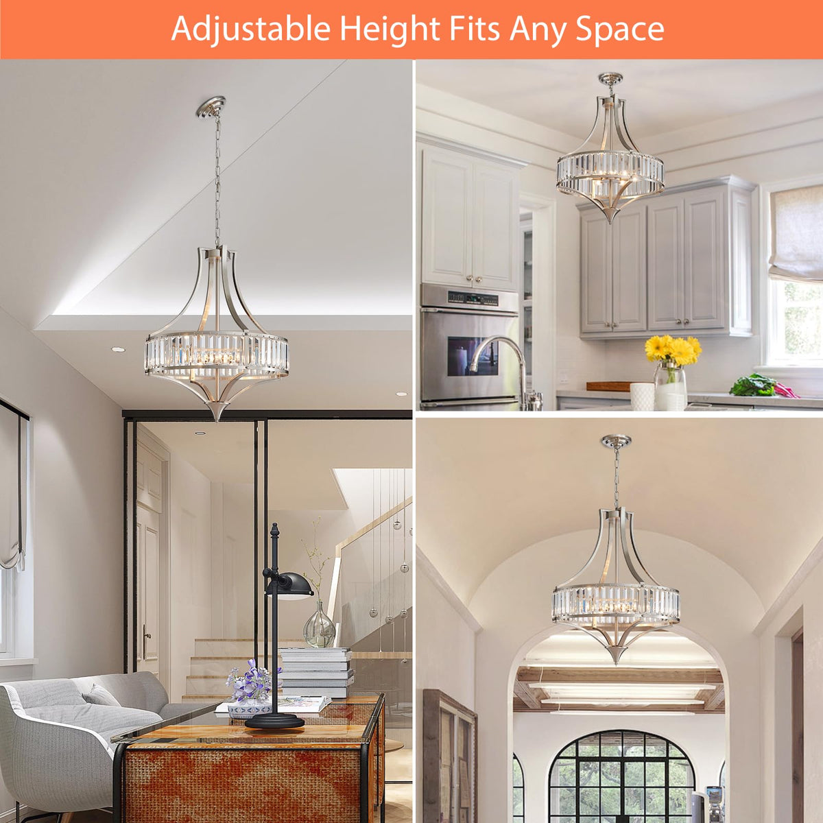 21.6" Brushed Nickel Chandeliers for Dining Room (21.6”-Brushed Nickel)