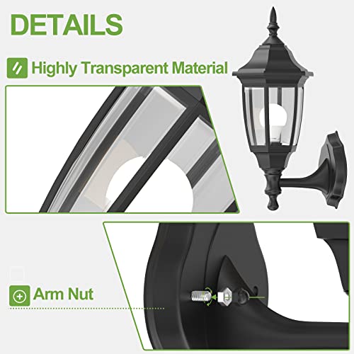Plastic Outdoor Wall Light Fixtures (Black / No Sensor-Plastic)