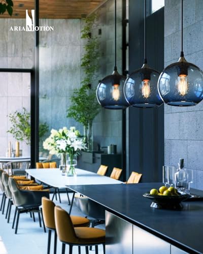 Blue Glass Pendant Lights (Blue 2-Pack / 8.7" Diam)