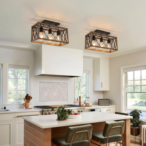 3 Light Farmhouse Light Fixtures (Wood Grain / 3-Light(ceiling))