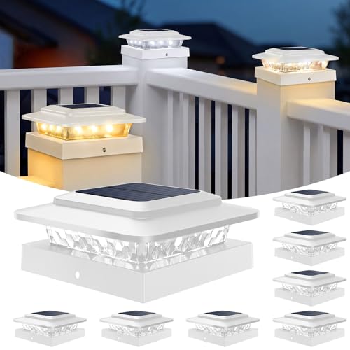 4x4 Solar Post Cap Lights Outdoor 8Pack (White / 8 Pack)