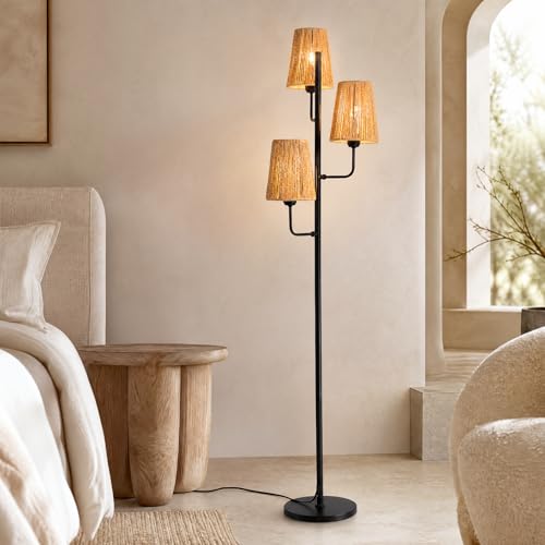 Boho Rattan Floor Lamp (Gold-Rattan 5)