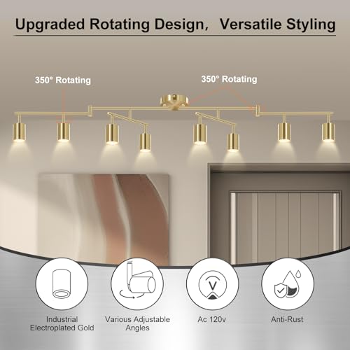 8 Light Track Lighting Fixtures Ceiling (8 light-gold)