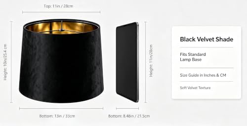 Black Lamp Shades Set of 2 (Black-Mirror Velvet / 11×13×10 IN-2 PCS)