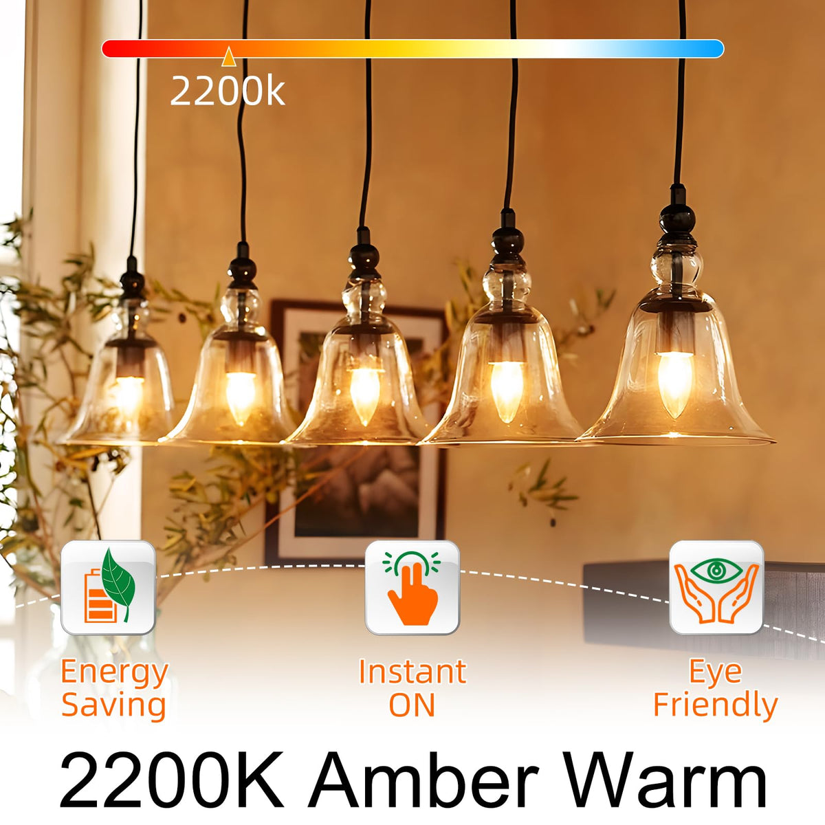 E12 Candelabra Bulb 40 watt Equivalent (12 Pack / 2200k Amber Glow)