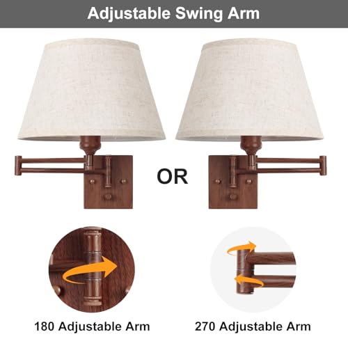 Dimmable Wall Sconce Plug in (Walnut color / Large)