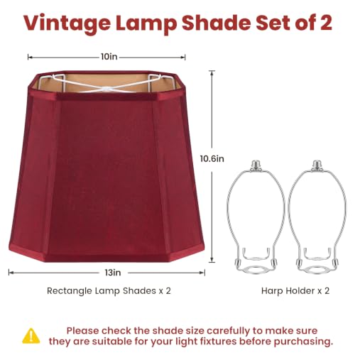 Rectangle Cut Corner Lamp Shades Set of 2 (Burgundy Red)