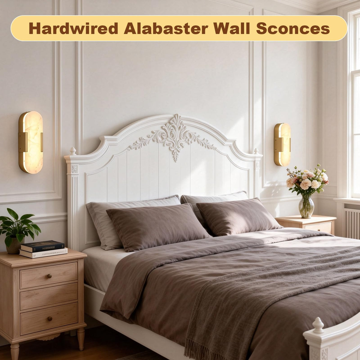 Alabaster Wall Sconces (Gold-1 Pack)