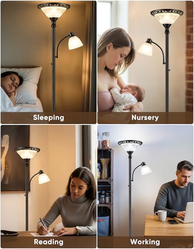 Torchiere Floor Lamps for Living Room (2-Head)