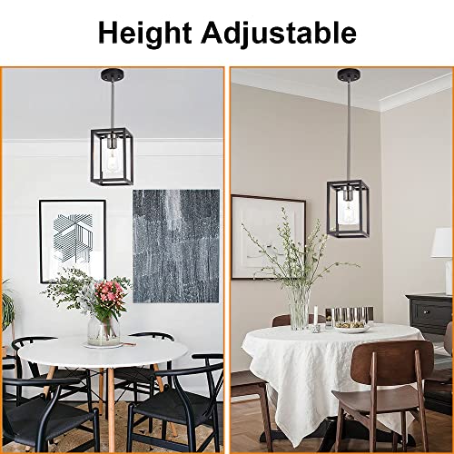 Single 1 Light Black and Brushed Nickel Modern Glass Pendant Light Industrial Modern Metal Chandelier with Clear Glass Shade for Dining Room Kitchen Island Foyer Cafe (Black and Brushed Nickel / 1 Light)