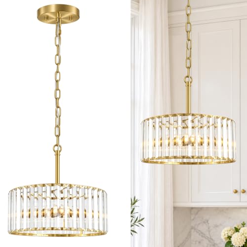 Gold Crystal Chain Chandelier for Dining Room (Gold / 3 Light)