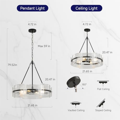 Modern Black Chandeliers for Dining Room (Matte Black)