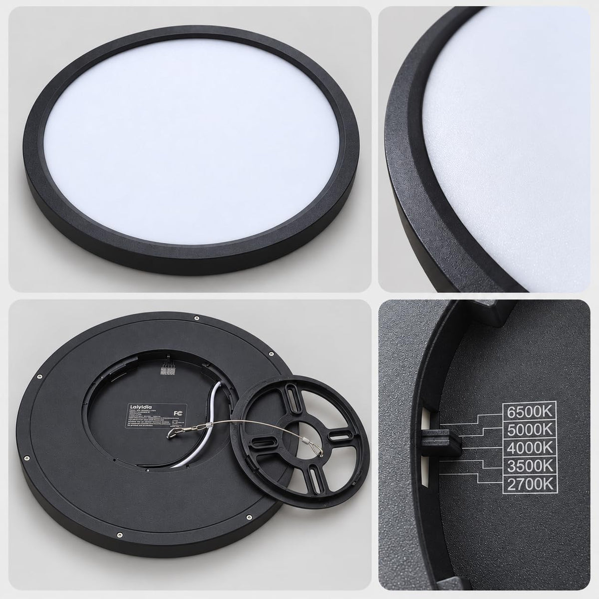 6 Pack 15.8in Hardwired LED Flush Mount Ceiling Light (Black / 15.8 Inch)