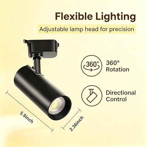 Plug in H Type LED Track Lighting Kits Dimmable Spotlights Oval Base (Head Only)