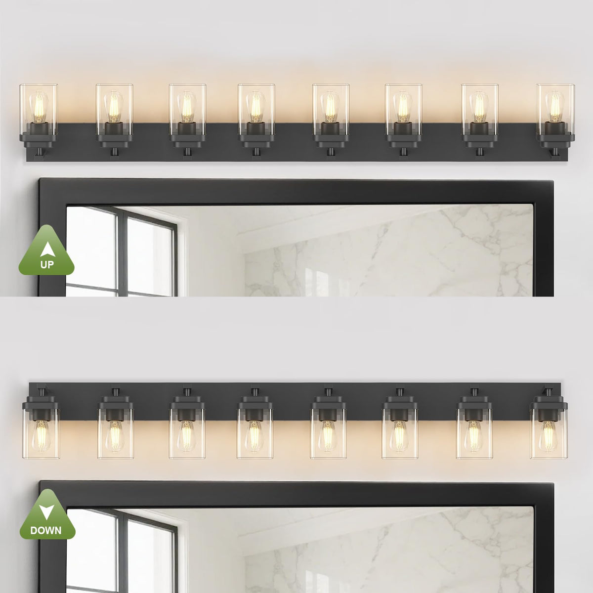 Black Bathroom Light Fixtures (Black / 8-Light, 56-inch)