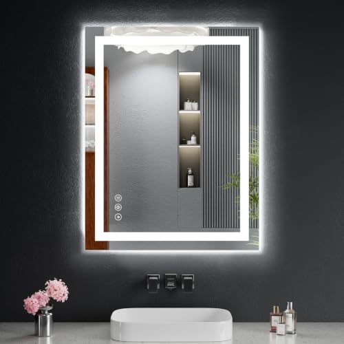 24"x30" LED Bathroom Mirror with Lights (Frontlit & Backlit / 30"L x 24"W)