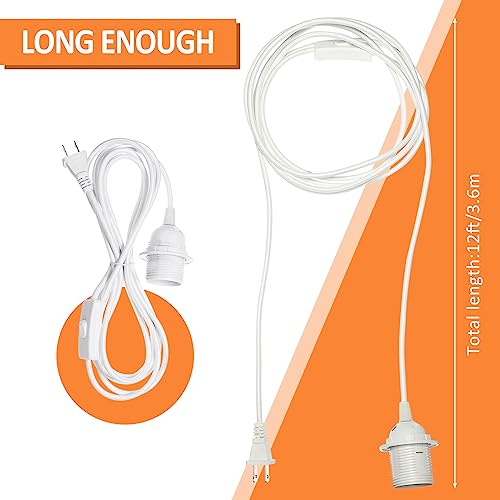 6 Pack Pendant Light Cord E26 E27 Socket with Switch (White)
