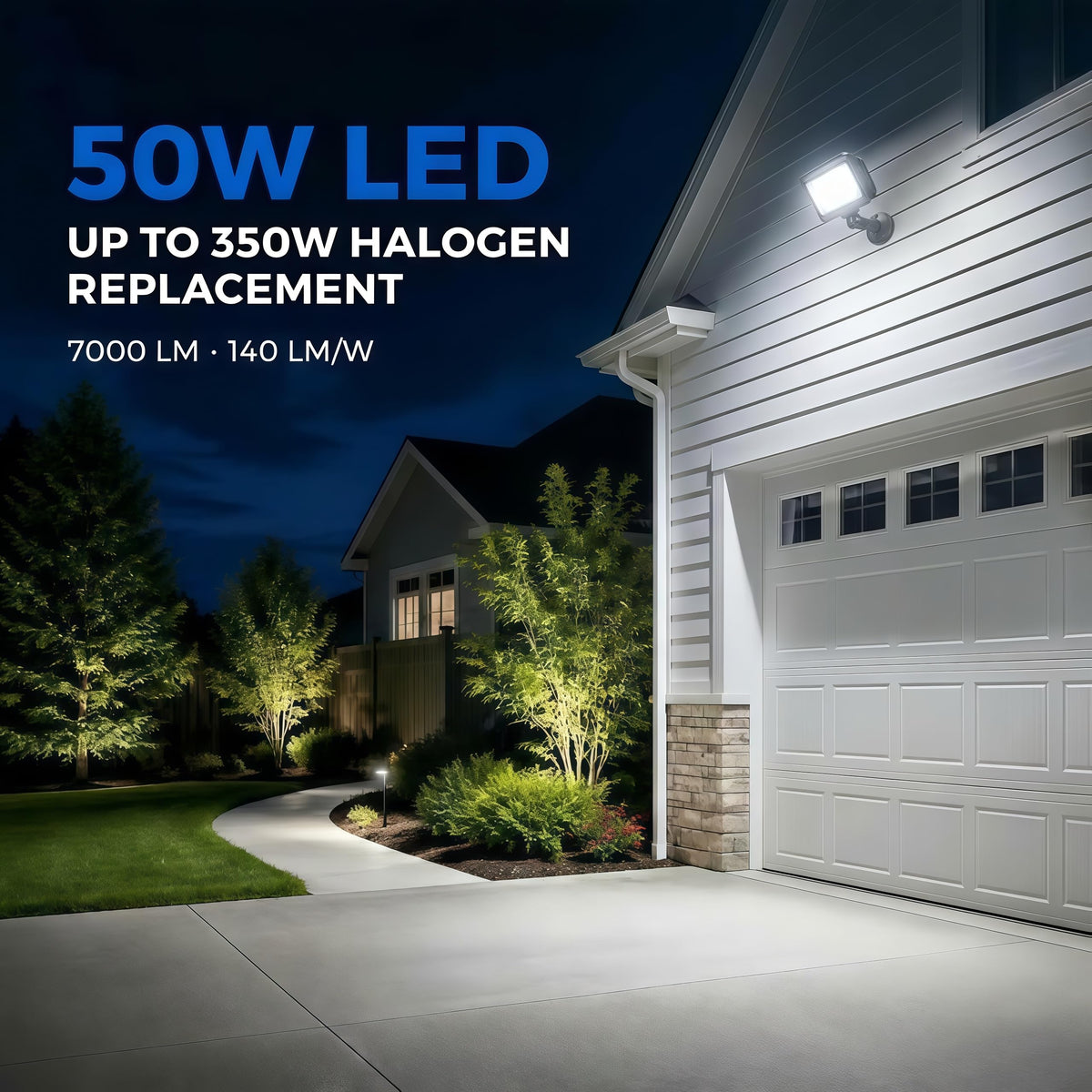 50W 7000LM LED Flood Lights Outdoor (1 Pack-D2D)