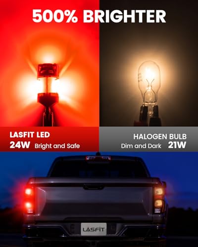 7440 7443 Brake Light LED bulb Built in Resistor for Red Tail Light Upgraded Bright 7444na 7441 7444 7440NA W21W WY21W LED Canbus Ready Stop Lights (Red / 7443)