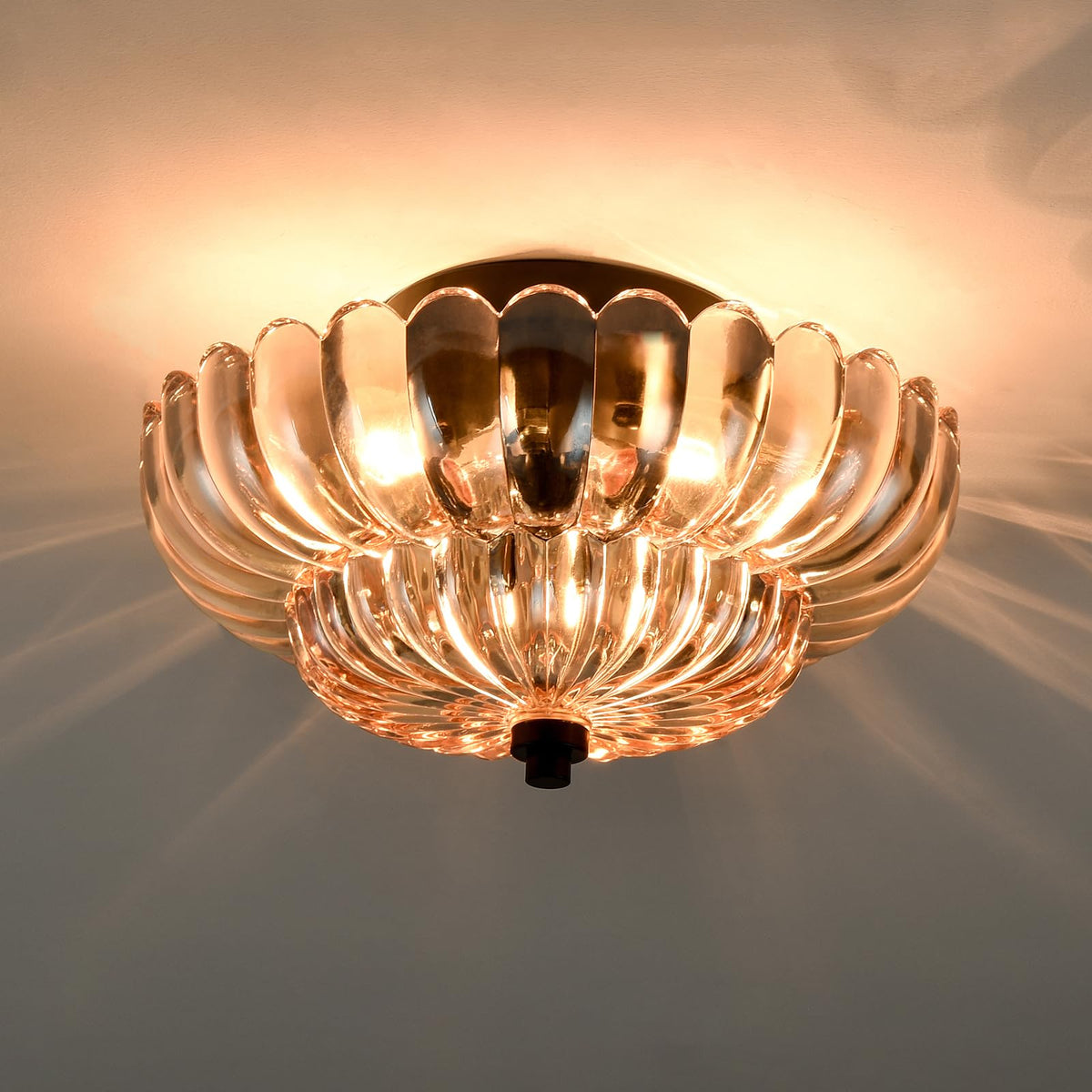 Modern Black Flush Mount Ceiling Light 3 (Black-amber glass)