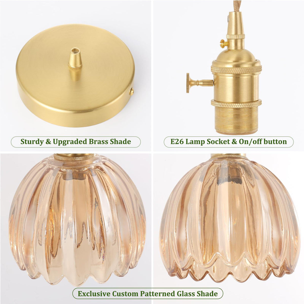 Pendant Light with Amber Tulip Glass Lmapshade (Tulip Amber)