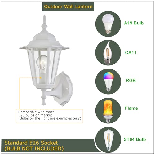 White Outdoor Wall Lantern (1 Pack / White)