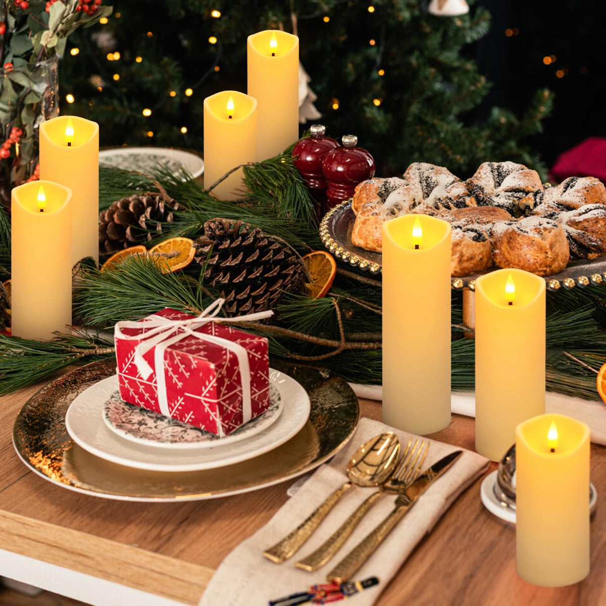 Christmas Decoration Flickering Flameless Candles - 24 Pack, Ivory-5