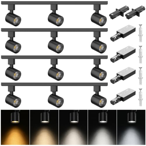 12 Light H Type LED Track Lighting Kit (Black)