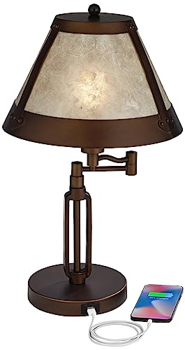 Samuel 21 1 4" High Desk Lamps Set of 2 Swing Arm Socket USB Bronze Brown (Bronze - Set of 2 - Smart Sockets Included)