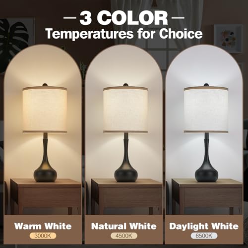 23" Farmhouse Table Lamp Set of 2 for Living Room Bedroom (Black2 / 23")